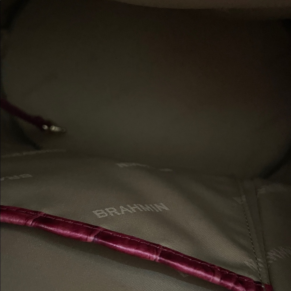 Brahmin-Embossed Backpack - Rich pomagranate color. - Picture 4 of 7